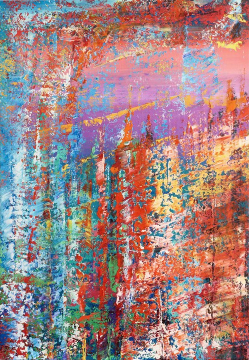 Painting titled "Abstract painting 3…" by Shamanov Vadim, Original Artwork, Oil Mounted on Wood Stretcher frame