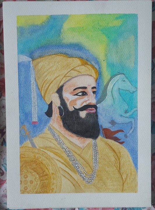 Sangram's Chatrapati shivaji 绘画, 11.7x8.3 in