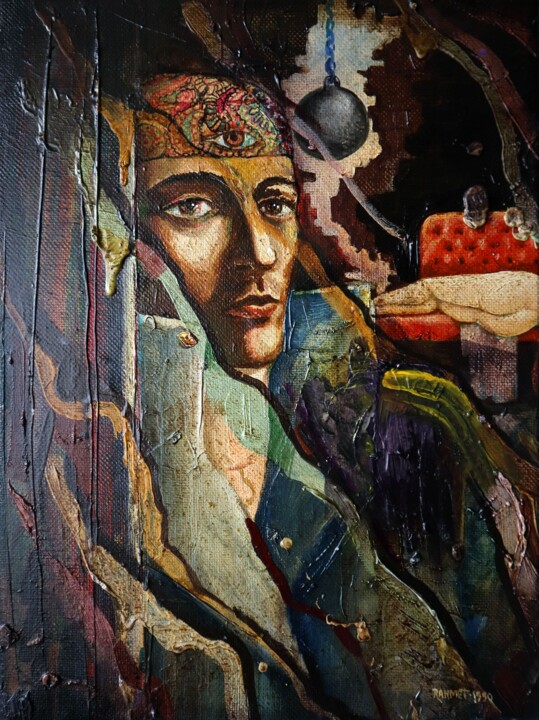 Self-Portrait 1990. 绘画, 15.8x11.8 in