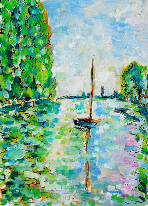 Mouillage d'après Monet 绘画, 11.8x8.3 in