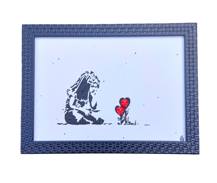 Fille aux fleurs HEARTSKULL 绘画, 8.3x11.4 in