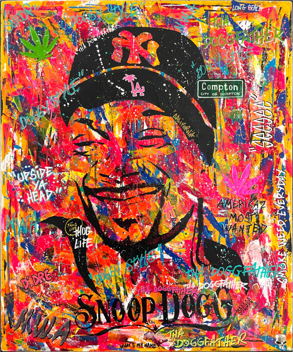 Ζωγραφική με τίτλο "Snoop Dogg" από Christophe Gandolphe, Αυθεντικά έργα τέχνης, Ακρυλικό