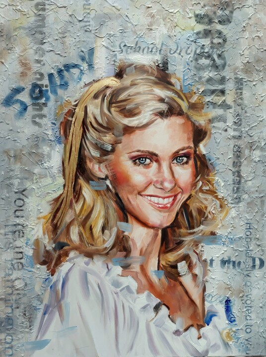 Olivia Newton-John 绘画, 31.5x23.6 in