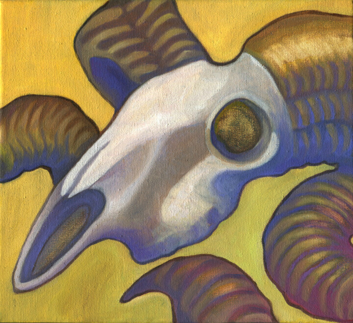 The skull 绘画, 7.9x7.9 in