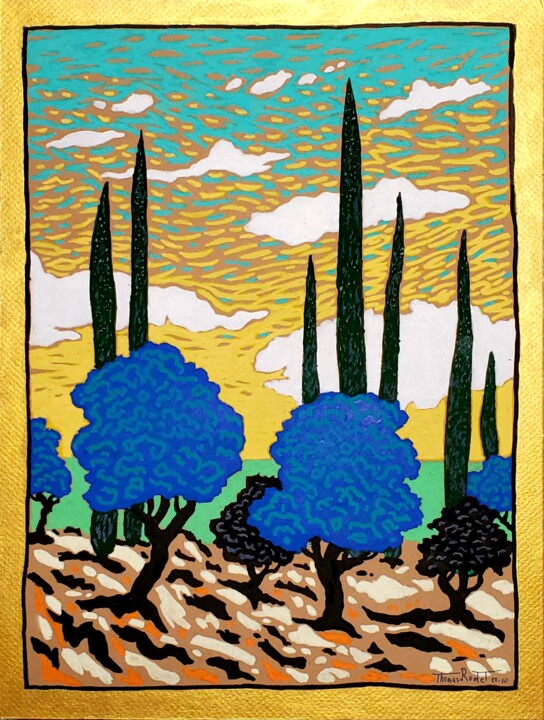 Peinture intitulée "Soir en Provence" par Thomas Rodet, Œuvre d'art originale, Acrylique