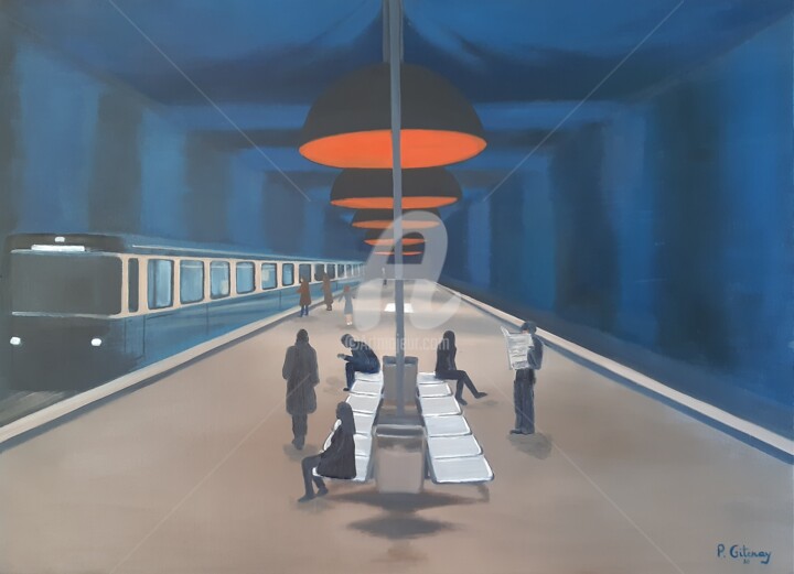 Station de métro Painting, 28.7x39.4 in