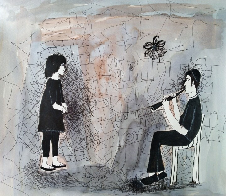 the music 图画, 16.9x17.7 in