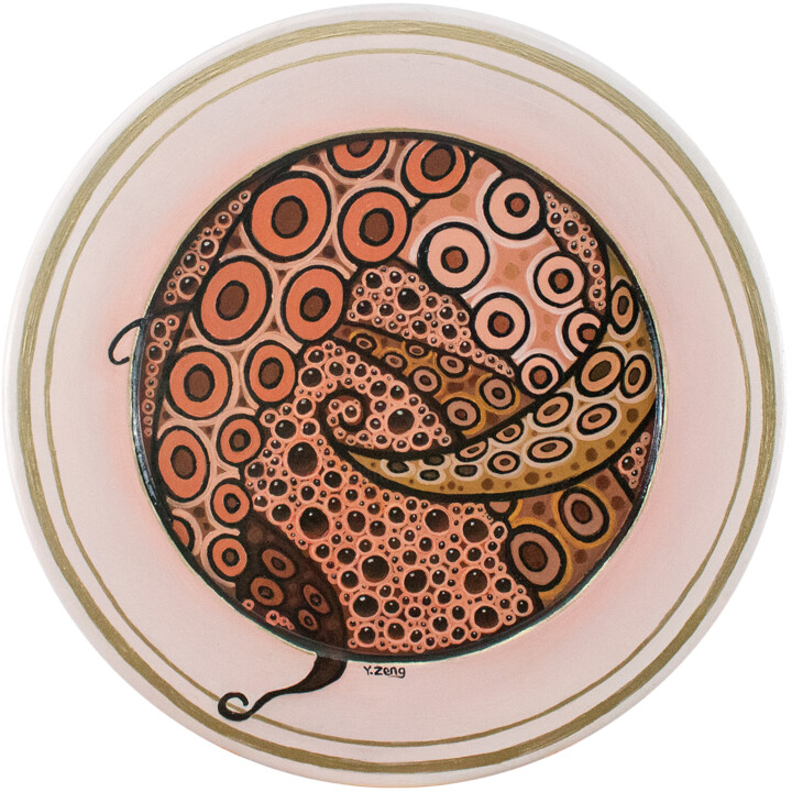 Coffee octopus black 绘画, 14x14 in