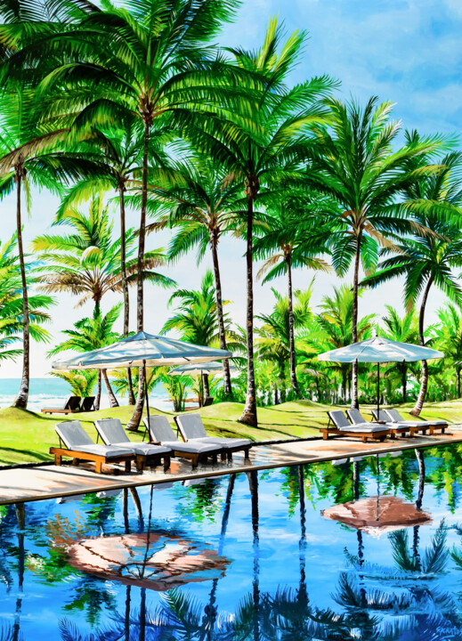 Outside Pool #1 绘画, 48x34.7 in