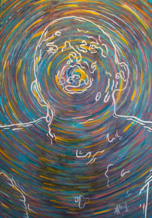 Painting titled "Sculpture mimétique…" by Victor Abel, Original Artwork, Oil Mounted on Wood Panel