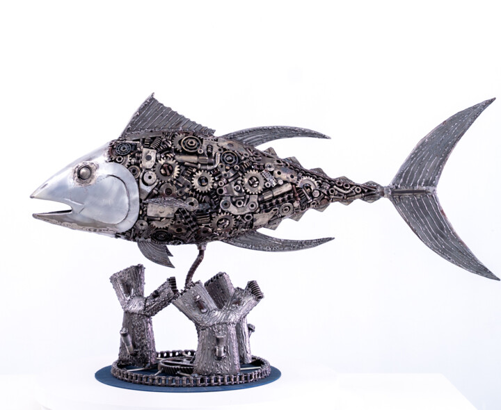 Rzeźba zatytułowany „Tuna fish metal scu…” autorstwa Chatree Choorachatatorn (Mari9art), Oryginalna praca, Metale