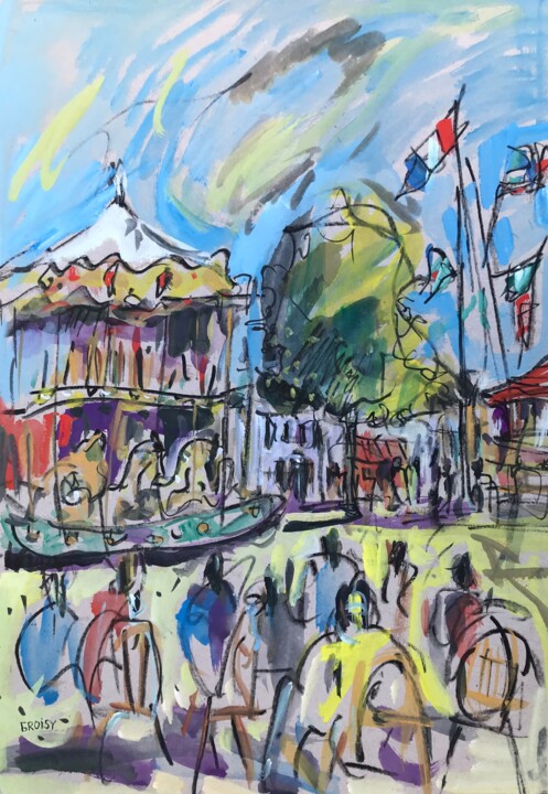 Peinture intitulée "Rambouillet 31 - Pl…" par Jean-François Groisy, Œuvre d'art originale, Gouache