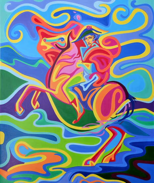 Napoleon Crossing the Alps, Second Version 绘画, 47.2x39.4 in