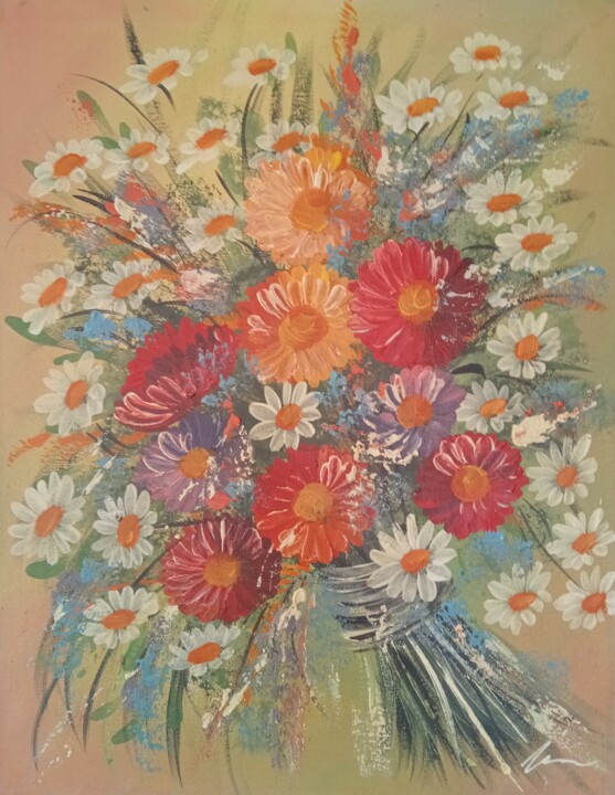 Bouquet acrylic painting on canvas 2 绘画, 20.9x16.1 in
