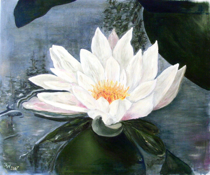 「Water Lily」というタイトルの絵画 Dagmar Wankowskiによって, オリジナルのアートワーク, オイル