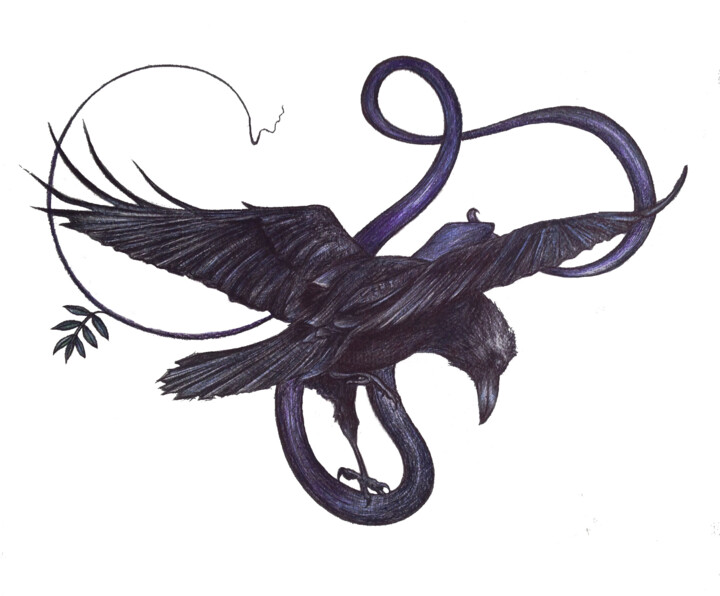 Raven, Oiseau à mémoires 图画, 5.9x8.3 in