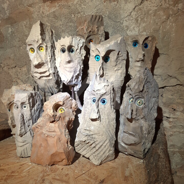 Sculptuur getiteld ""La chorale"" door Pagès Du Pilou, Origineel Kunstwerk, Steen