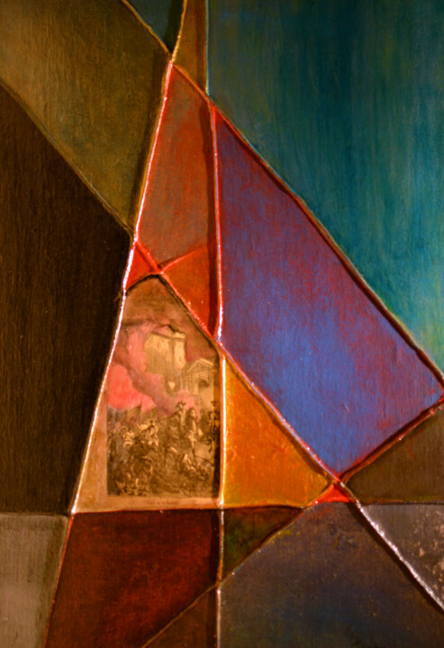 composition cloisonnée n°74 : 14 juillet 绘画, 21.3x14.6 in