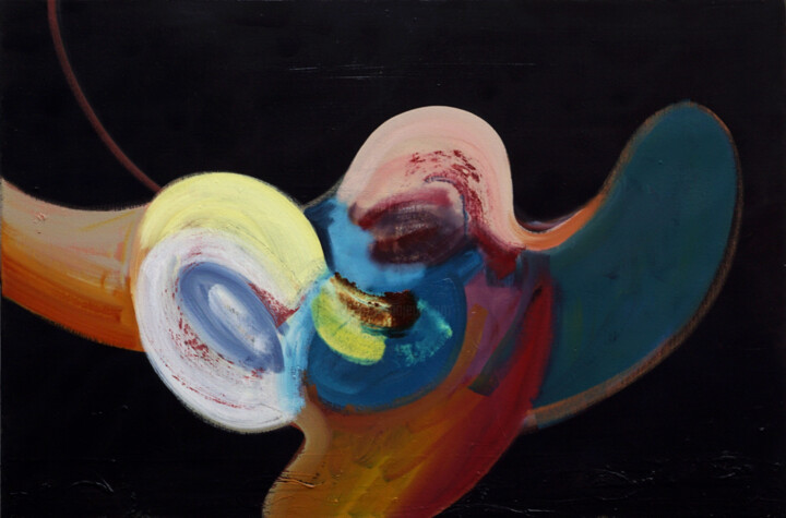 Ζωγραφική με τίτλο "Blob Series No.07" από Jay Chung, Αυθεντικά έργα τέχνης, Λάδι Τοποθετήθηκε στο Ξύλινο φορείο σκελετό