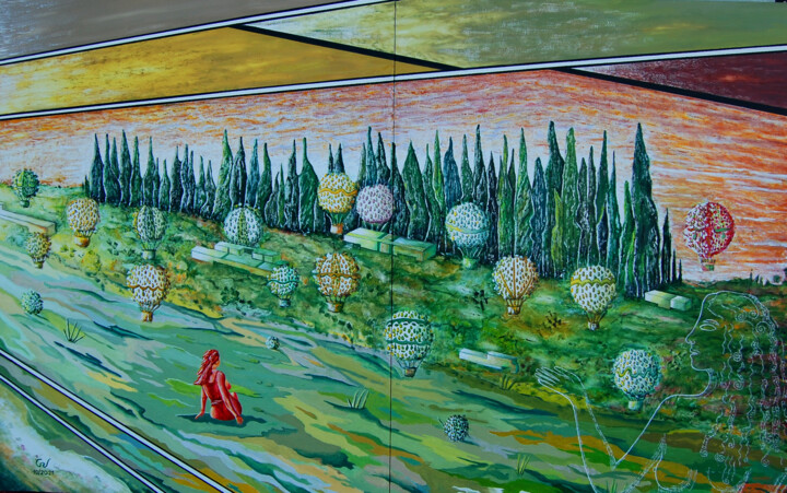 Los cipreses de Petrés 绘画, 39.4x63 in