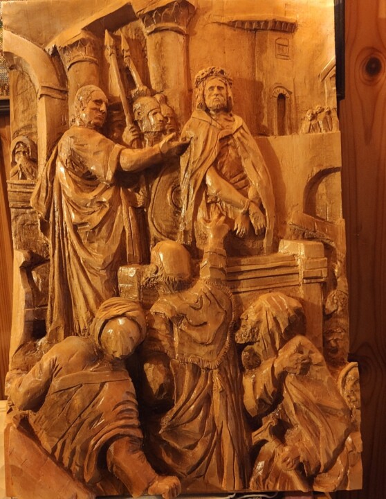Sculpture titled "Суд над Христом" by Mikhail Kuzmenko, Original Artwork, Wood