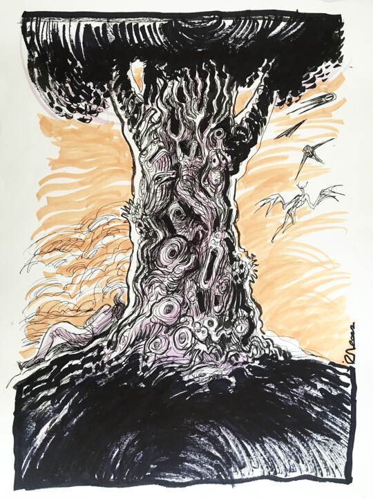 Ginkgo, rêve noir 图画, 15x11.4 in