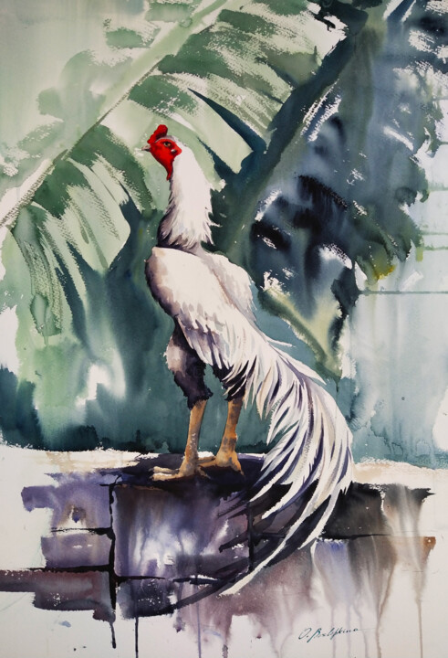 White Rooster 绘画, 32.7x21.7 in
