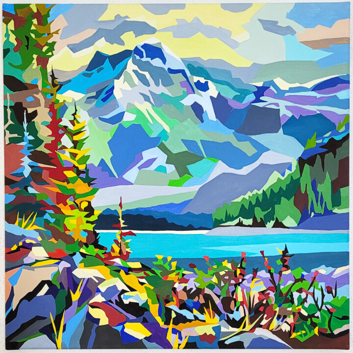 Malerei mit dem Titel "River flows" von Marina Geipel, Original-Kunstwerk, Acryl Auf Keilrahmen aus Holz montiert