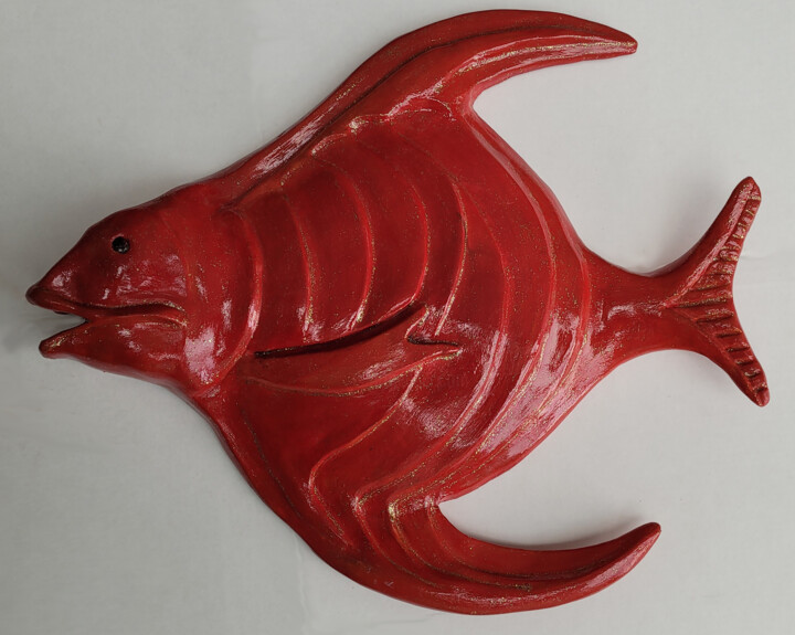 Γλυπτική με τίτλο "poisson rouge" από Raymonde Koelblen/Pitoizel (PitRe), Αυθεντικά έργα τέχνης, Πυλός