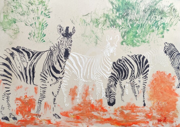Zèbres 绘画, 19.7x27.6 in