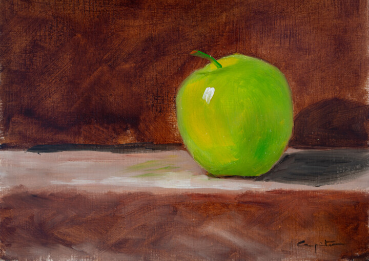 Peinture intitulée "Manzana verde" par Eduardo Carpintero García, Œuvre d'art originale, Huile