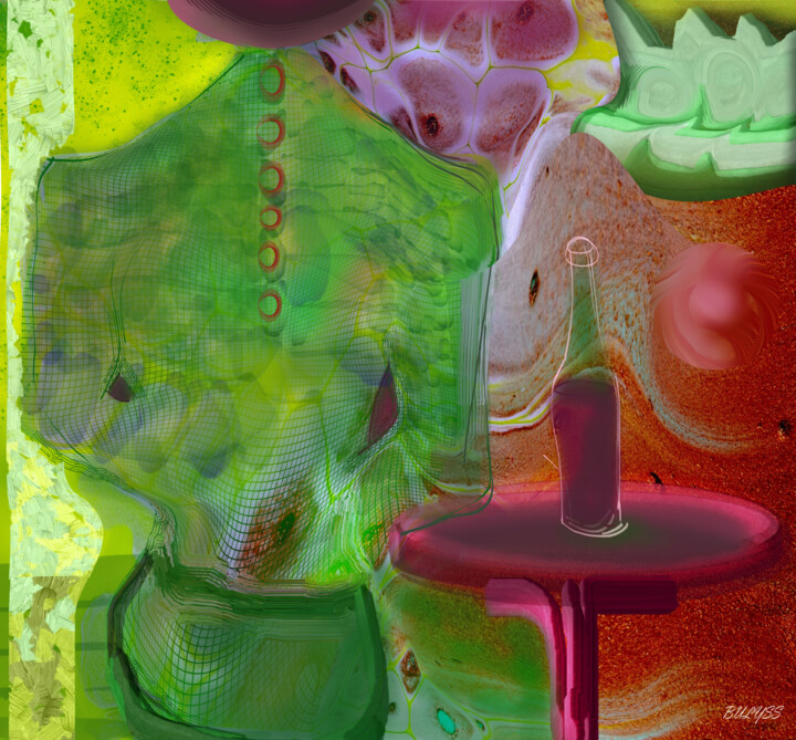 Red Wine Bottle Dijital Sanat