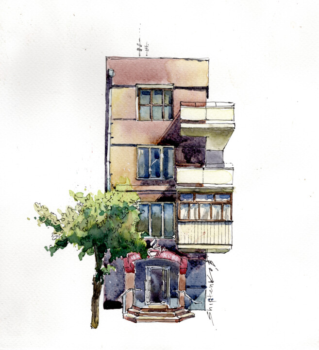 Kryvyi Rih Cafe / Ukraine 绘画, 9x8 in