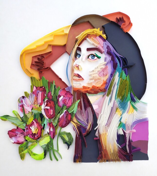 The girl with hat 雕塑, 16.1x14.6 in