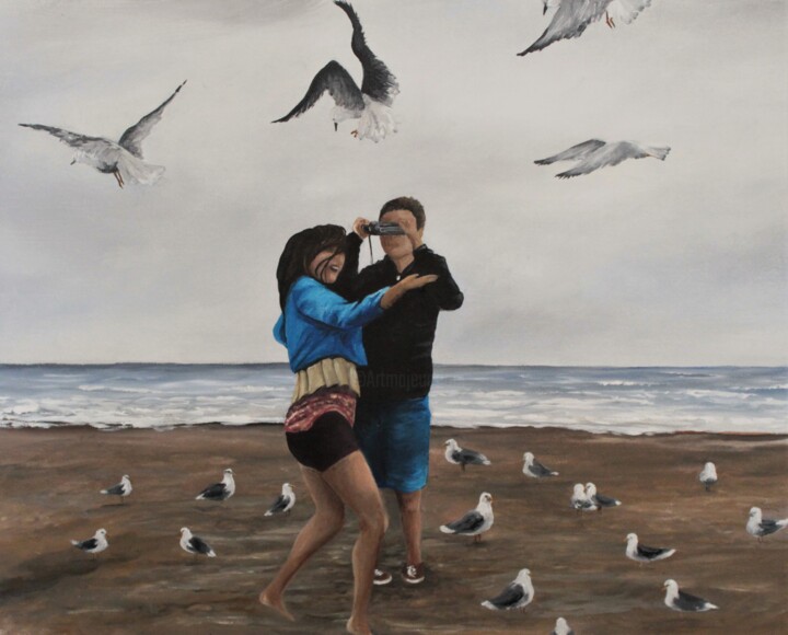 Feeding the Gulls Картина, 16x20 in