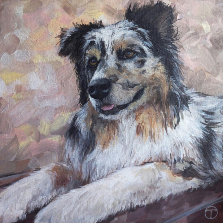 绘画 标题为“Australian Shepherd…” 由Olia Tomkova, 原创艺术品, 丙烯