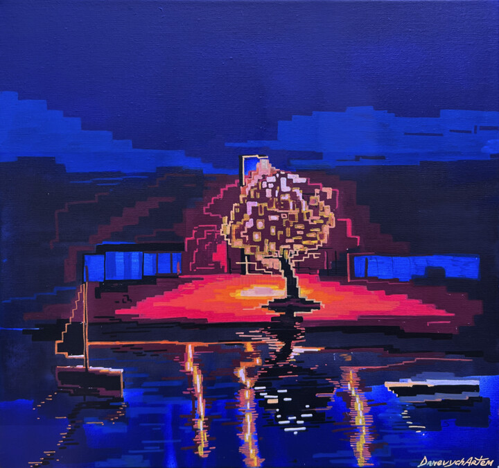 Deux Bateaux 绘画, 15.8x15.8 in
