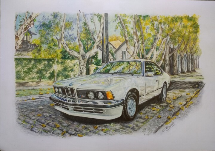 BMW 635 CSi 绘画, 13.8x19.7 in