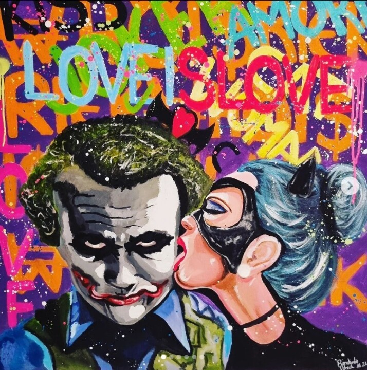 Painting titled "Joker & Catwoman" by Whoisrick, Original Artwork, Acrylic
