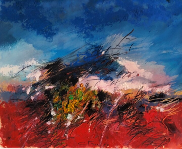 Painting titled "Paesaggio informale" by Mirio Citron, Original Artwork, Oil