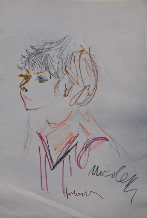 Drawing titled "Blue eyes" by Tonino Gottarelli, Original Artwork, Conté