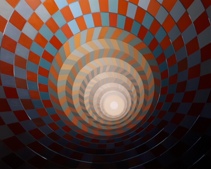 Painting titled "Inversion champ mag…" by Frédéric Letrun, Original Artwork, Oil Mounted on Wood Stretcher frame
