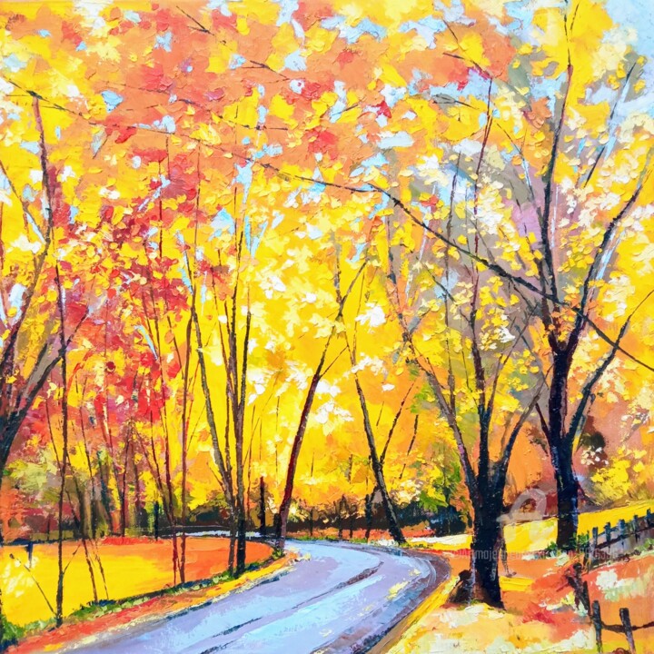 Golden autumn Tablo, 19,7x19,7 in