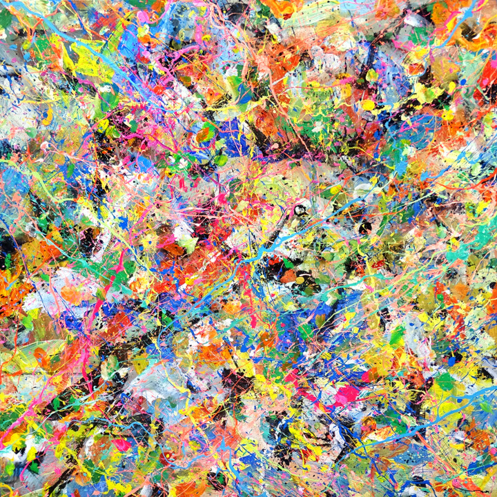 Painting titled "Tehos - Flowers in…" by Tehos, Original Artwork, Acrylic