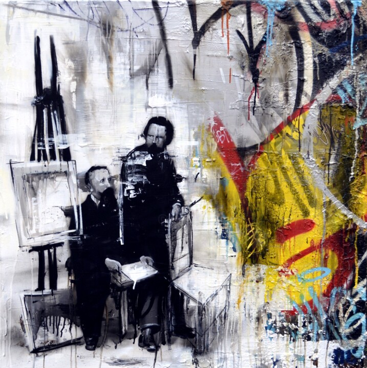 Painting titled "replacement" by Ac One, Original Artwork, Spray paint Mounted on Wood Stretcher frame