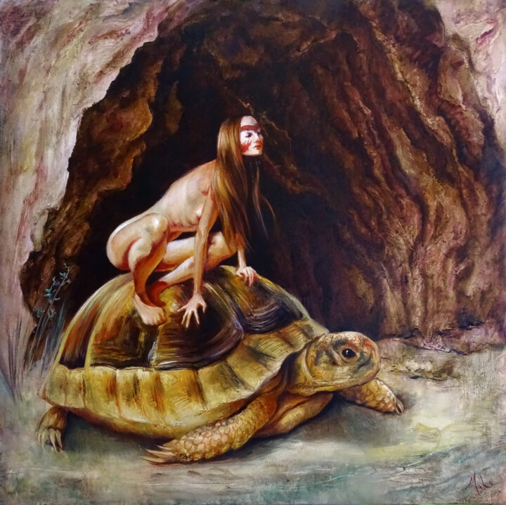 🐢L'Esprit de la Tortue 🐢The Spirit of the Turtle 绘画, 31.5x31.5 in