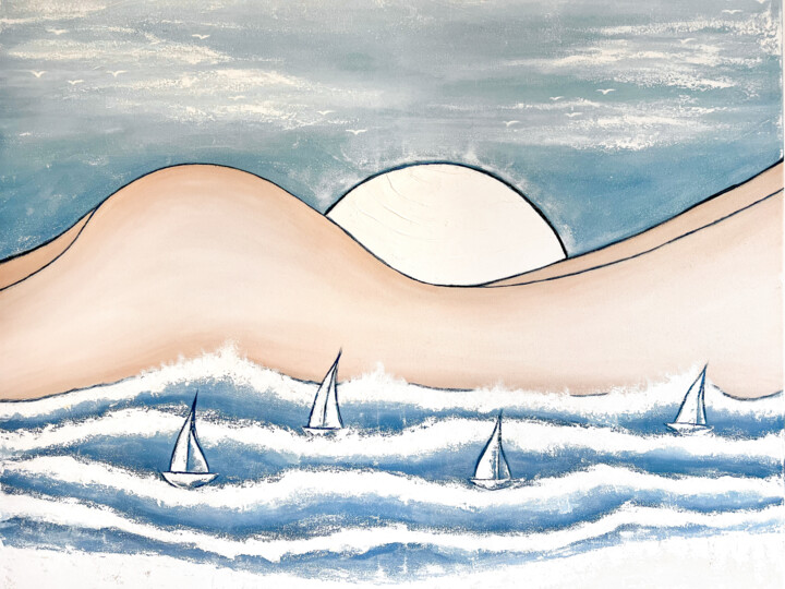 The Woman and the Ocean’s Sunrise 绘画, 31.5x39.4 in