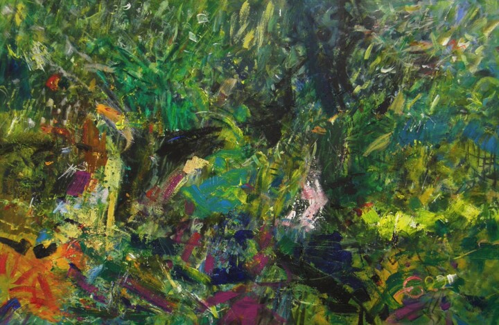 Painting titled "Wierzby - popołudnie" by Eryk Maler, Original Artwork, Oil