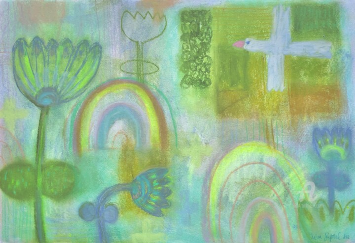 The land of rainbows and flowers. Ukraine Drawing, 11.7x16.5 in