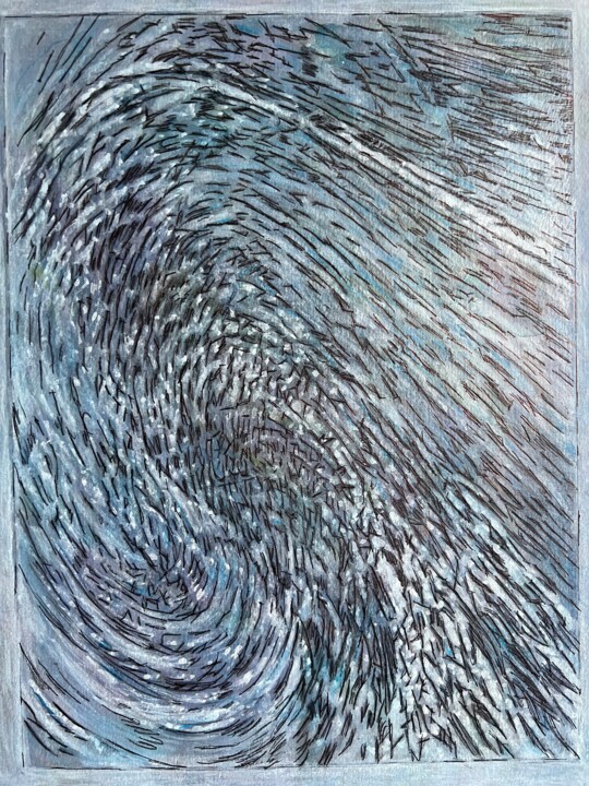 Błękitny wir 3 印花与版画, 15.2x11.6 in